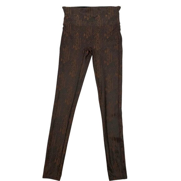 Spanx Womens Brown Snake Print High-Waisted Leggings With Shaping Fit Size M - Picture 1 of 9